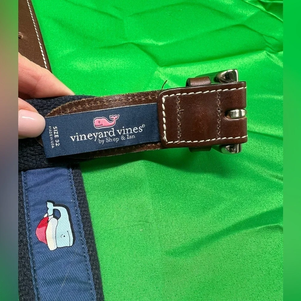 Vineyard Vines Santa Whale Canvas Boy's Belt Blue Moonshine Size 32